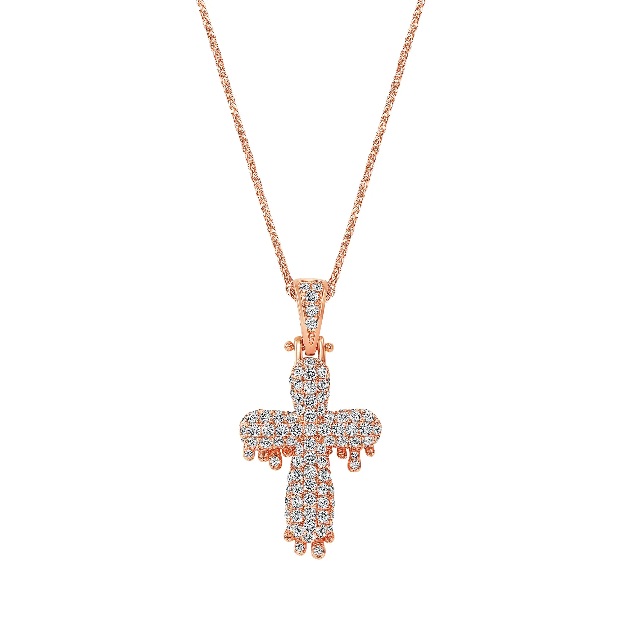 14K Gold Diamond Drip Cross Pendant