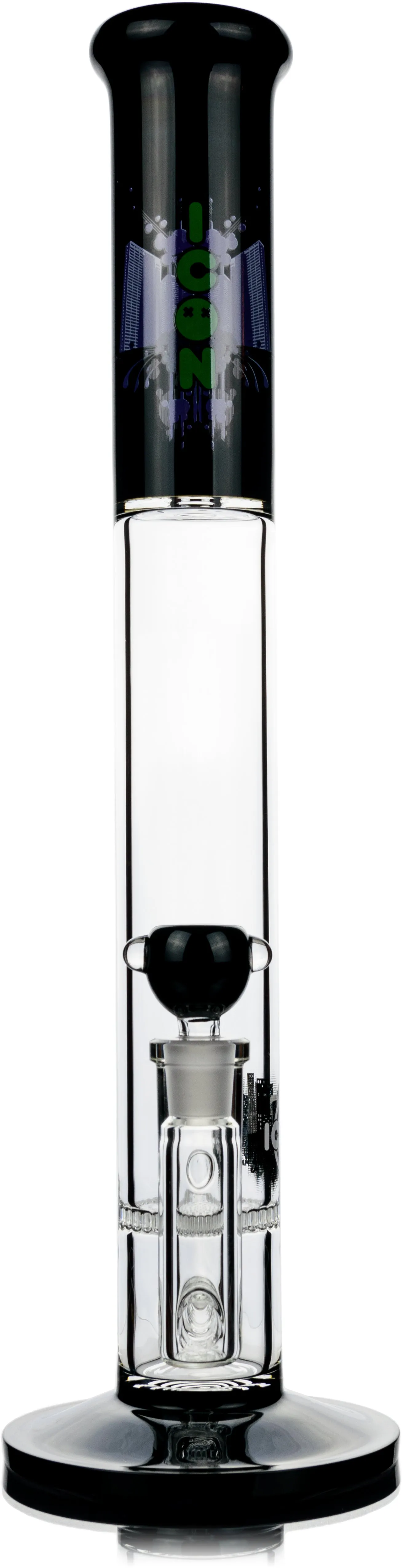 18 Straight Tube Bong w/ Inline Honeycomb Perc, by ICON Glass