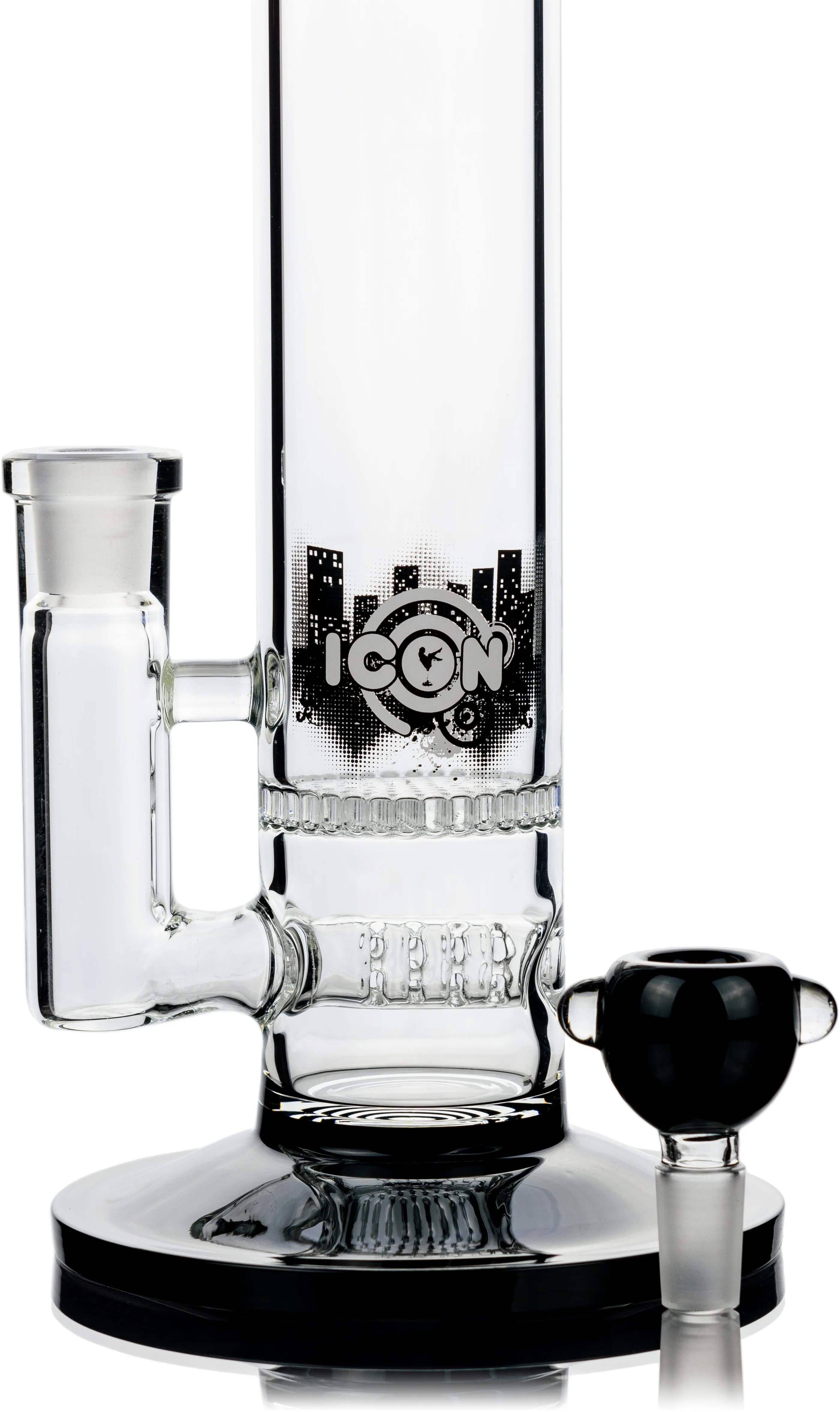 18 Straight Tube Bong w/ Inline Honeycomb Perc, by ICON Glass