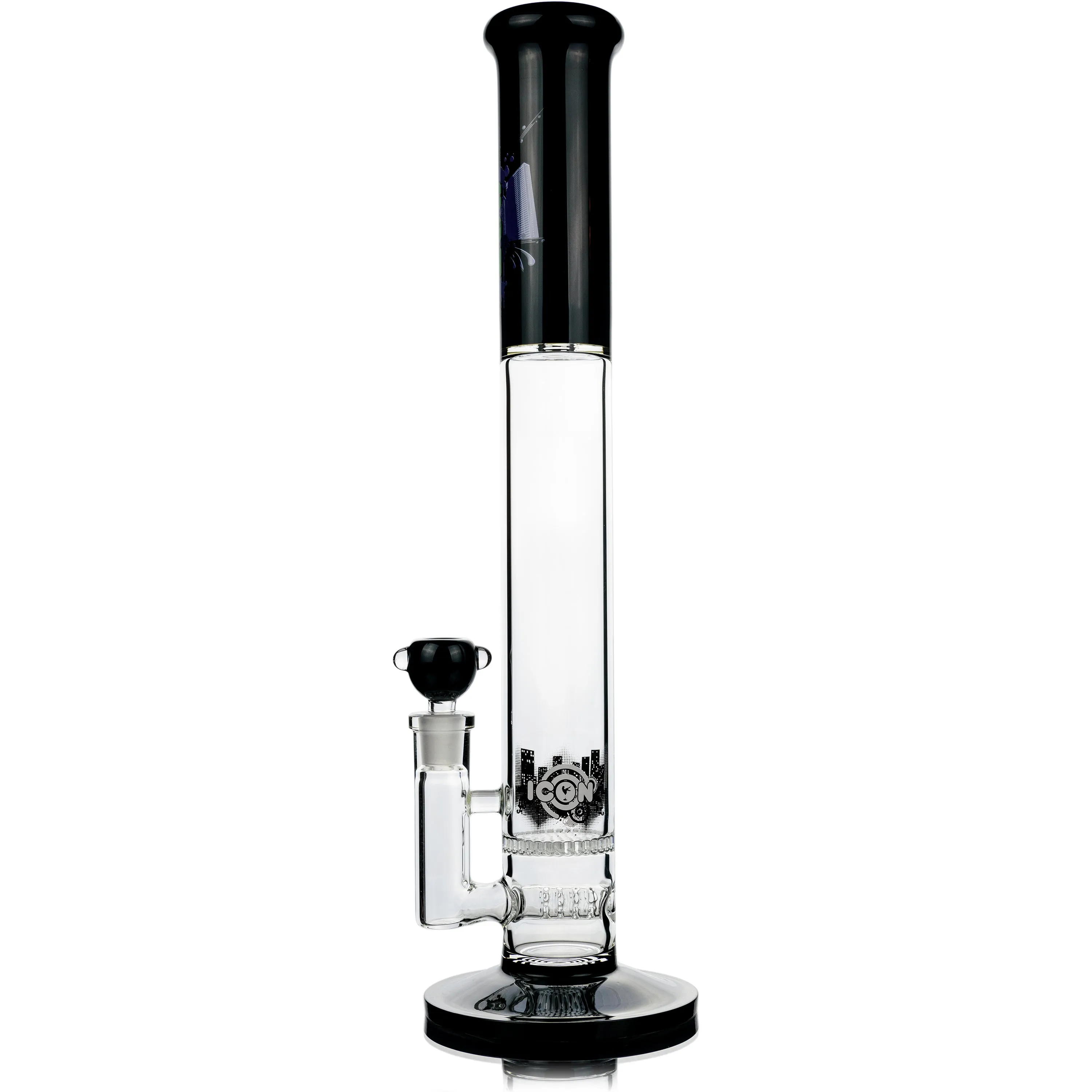 18 Straight Tube Bong w/ Inline Honeycomb Perc, by ICON Glass