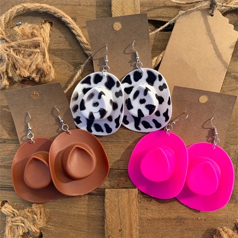 1Pair Creative Disco Cowboy Hat Earrings Funny Party Accessories Novel Jewelry Gifts For Girls