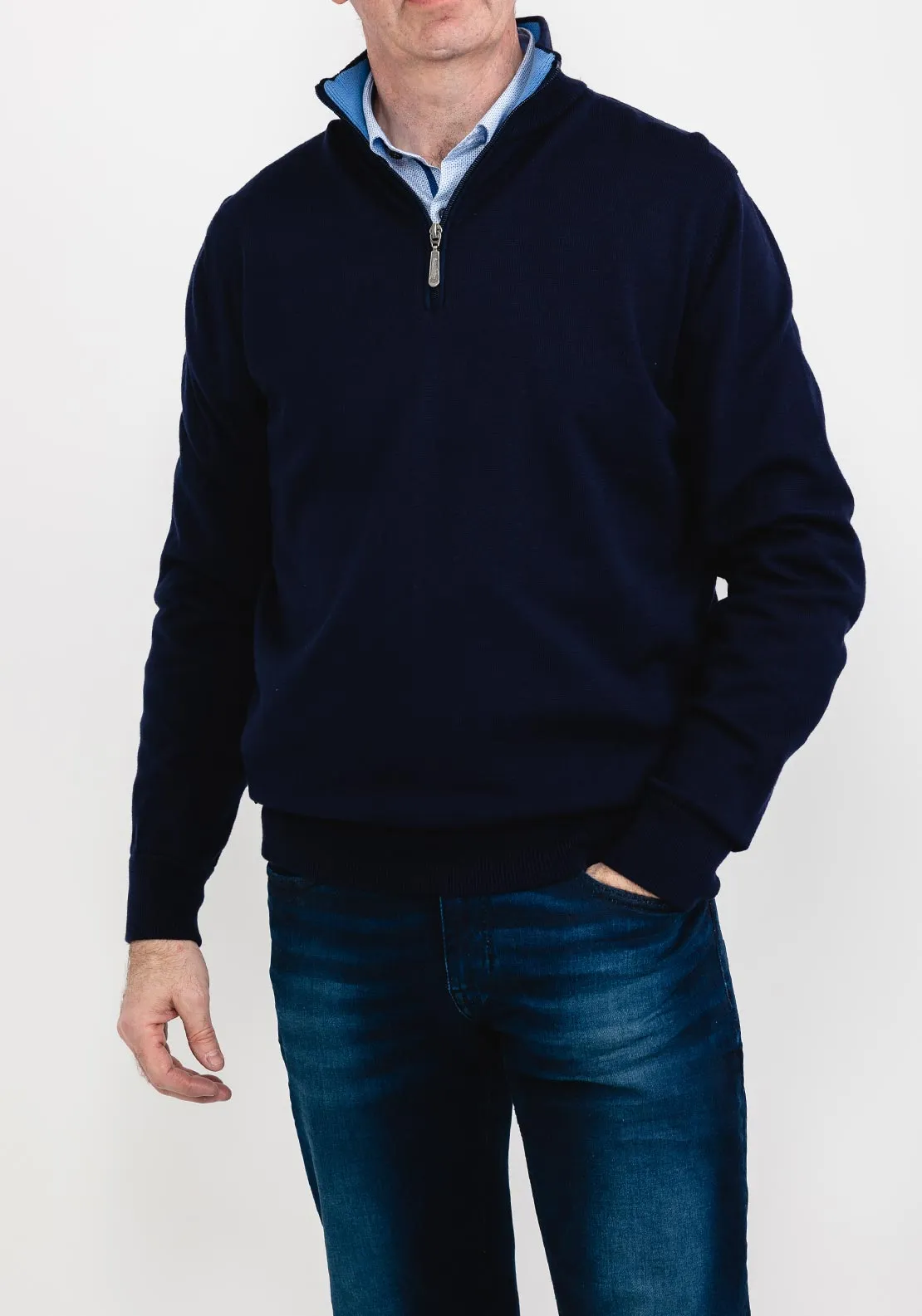 6th Sense Harry Quarter Zip Sweater, Navy