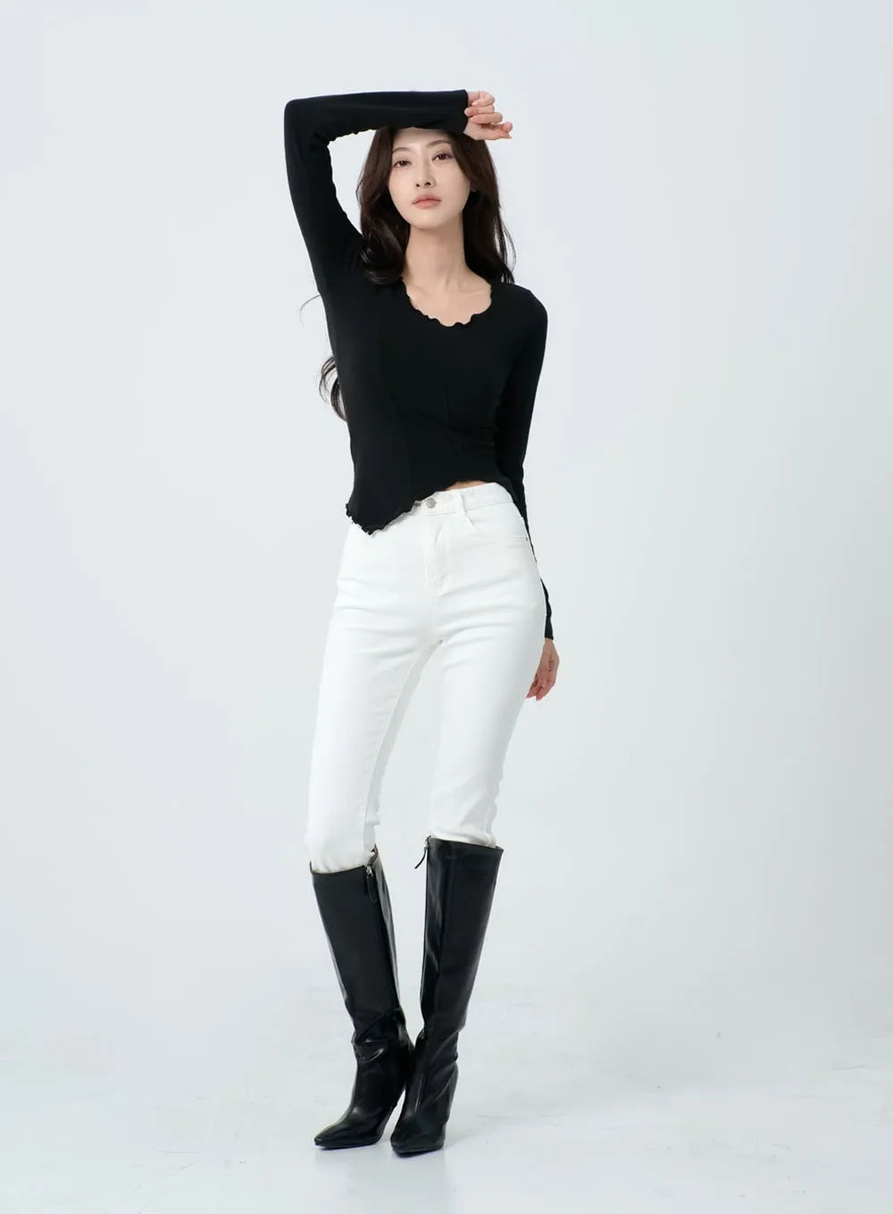 Ankle Semi Bootcut Slim Pants IO18