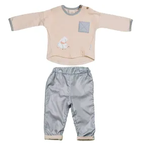 Beige Bear Graphic Pocket Outfit