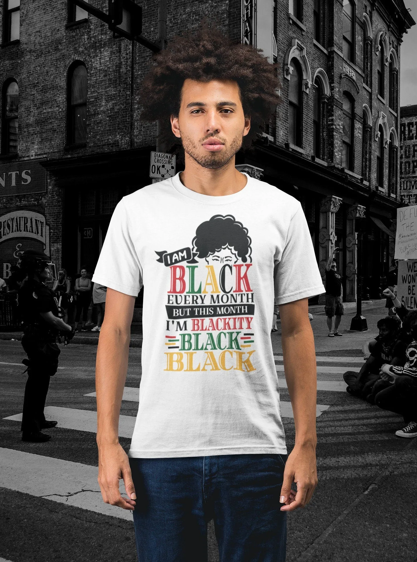 Blackity Black this month!  Black History Month.  Always black.  T-shirt & Mugs