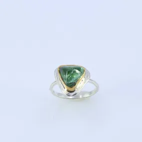 Bogata - Green Tourmaline Mixed Metal Ring