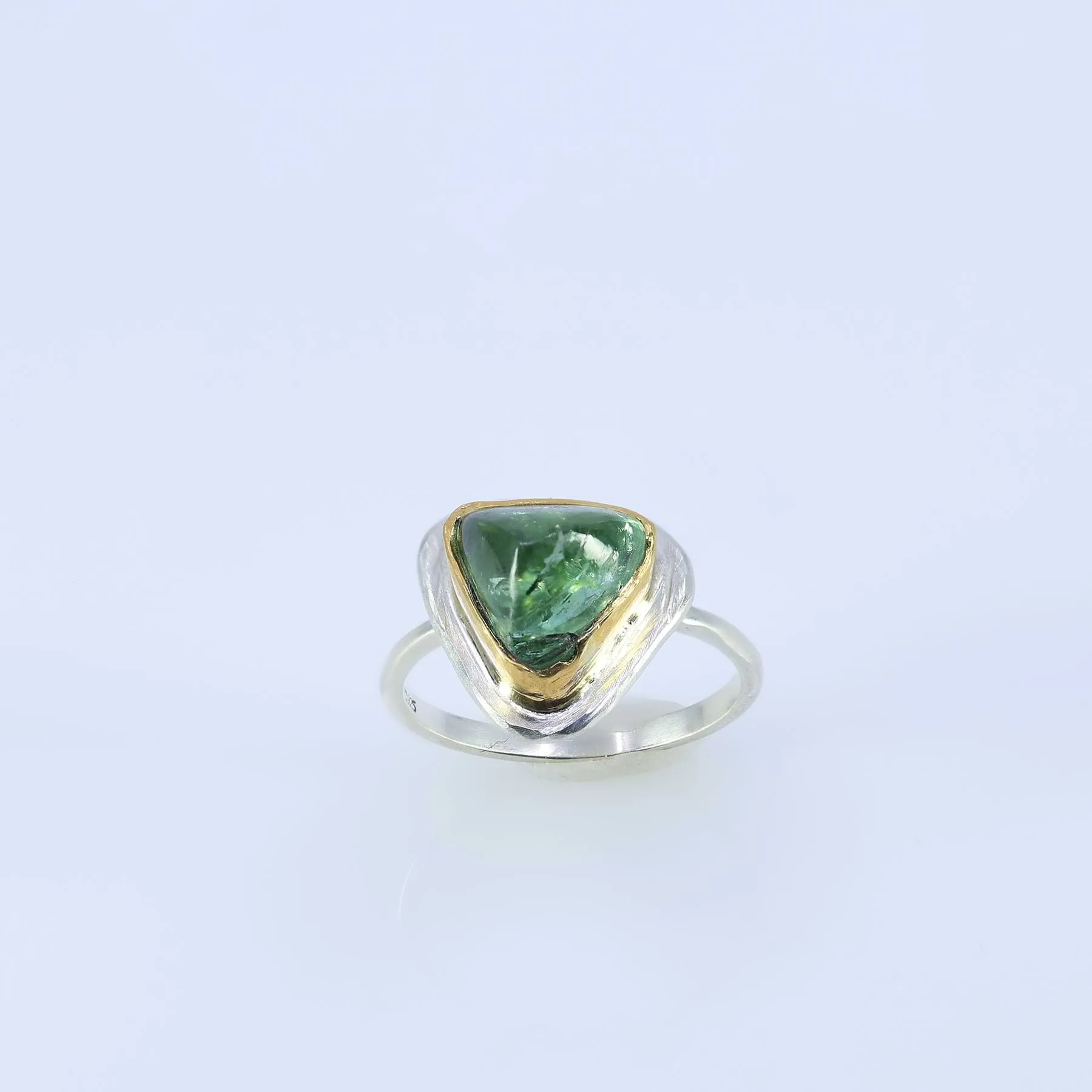 Bogata - Green Tourmaline Mixed Metal Ring