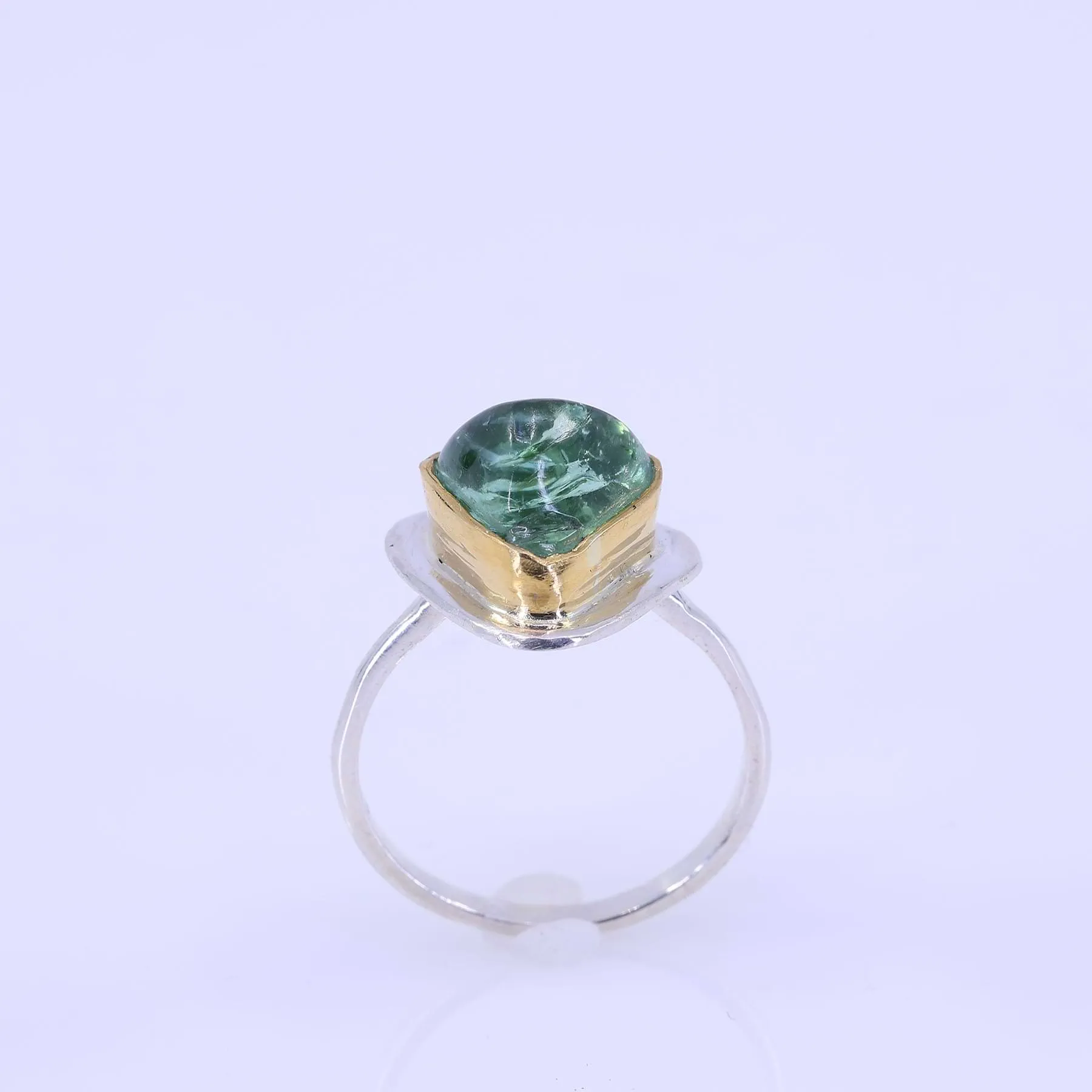 Bogata - Green Tourmaline Mixed Metal Ring