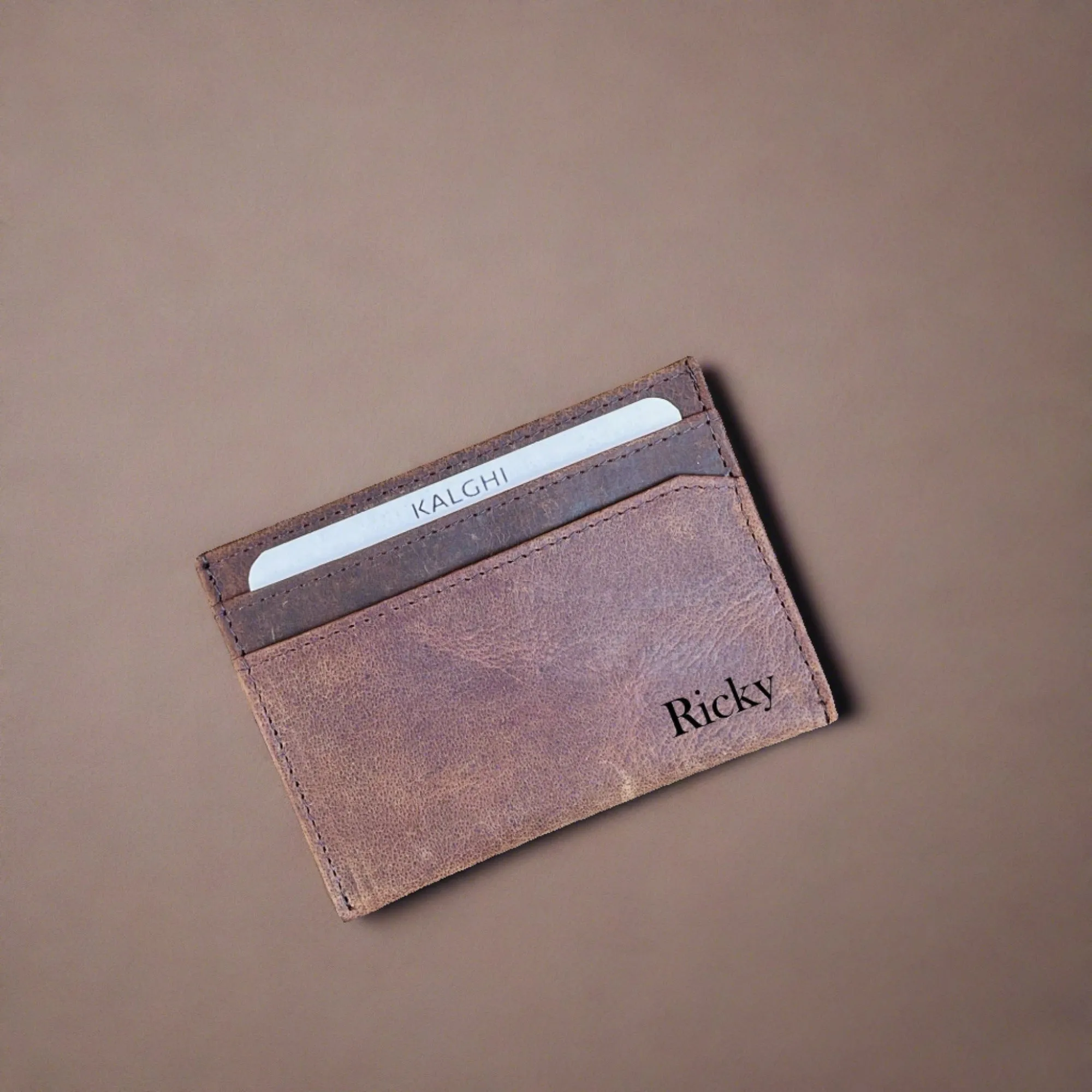 Brown Card Holder with Message and Name - KALGHI