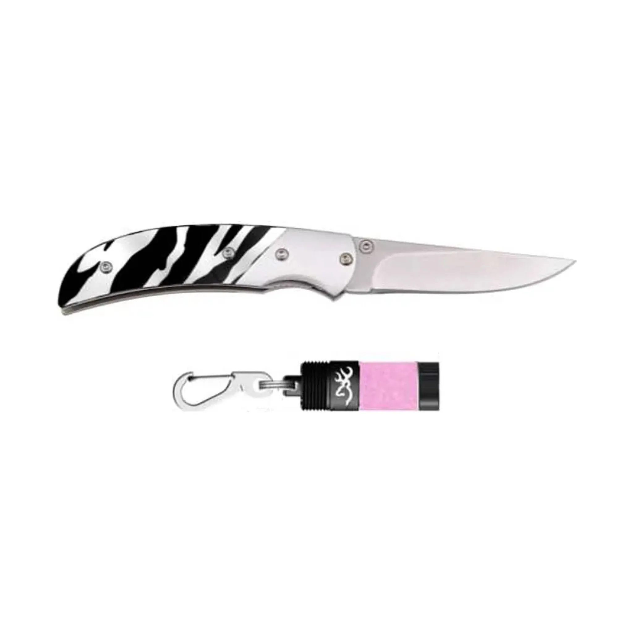 Browning Zebra Knife Light Combo Kit - Black/White/Pink