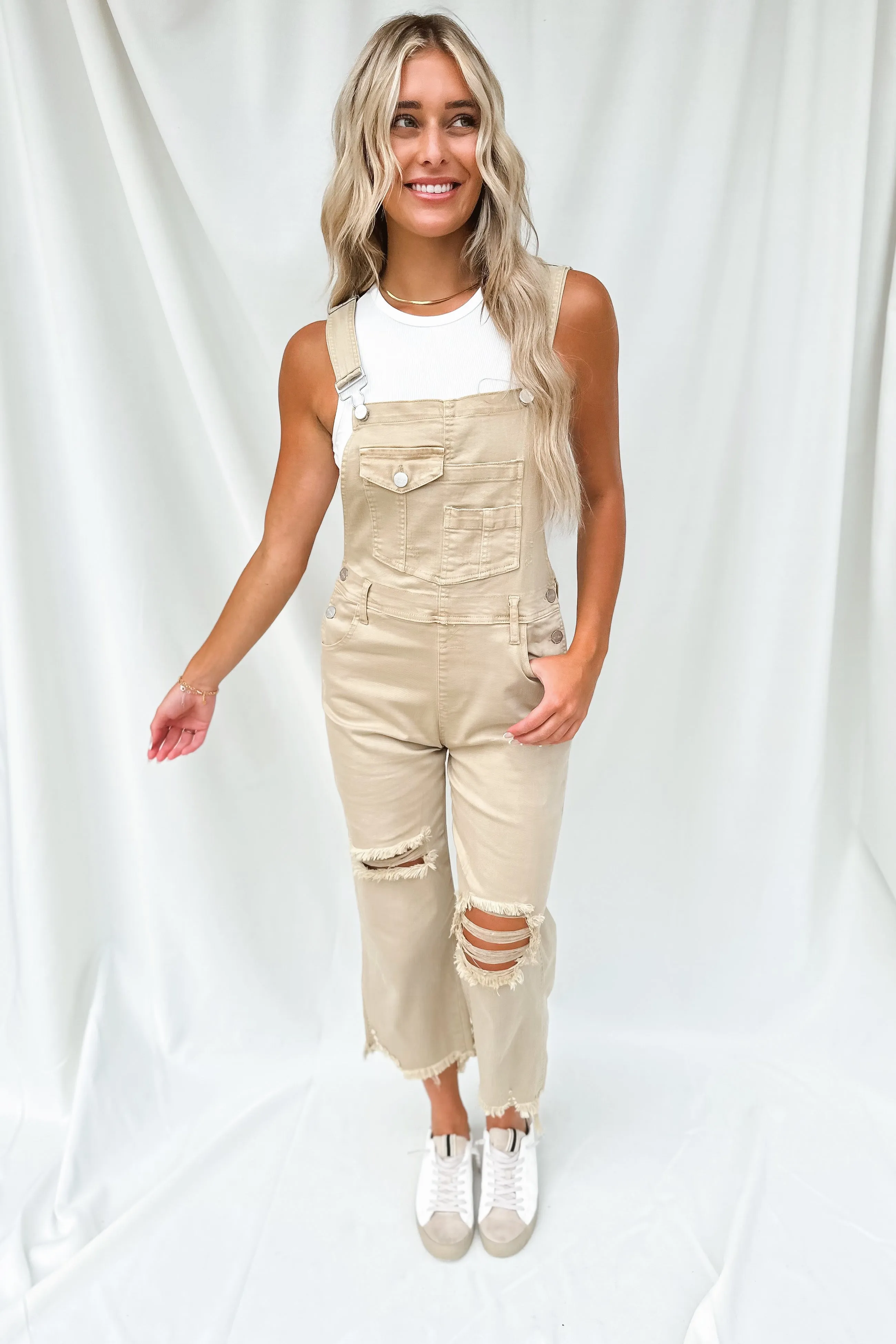 Cape Cod Distressed Overalls Sand