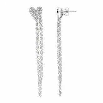 Diamond Elongated Heart Chain Earrings