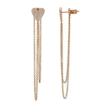 Diamond Elongated Heart Chain Earrings