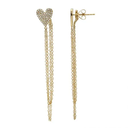 Diamond Elongated Heart Chain Earrings