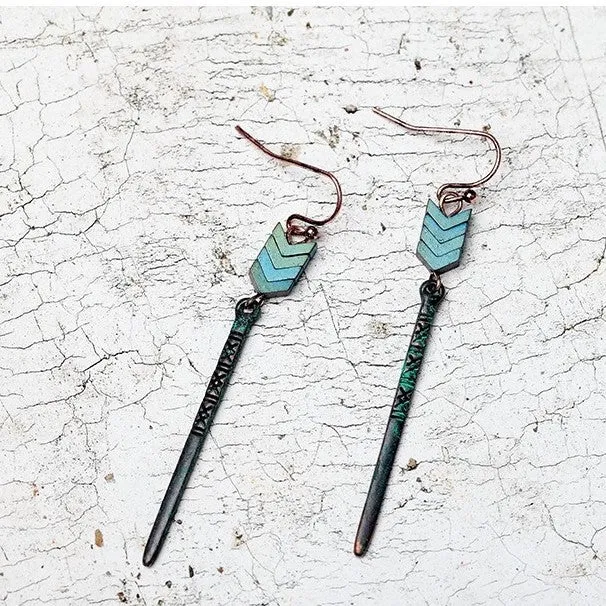 Distressed Green Arrow Turkish Styled  Earring