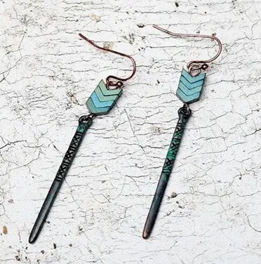 Distressed Green Arrow Turkish Styled  Earring