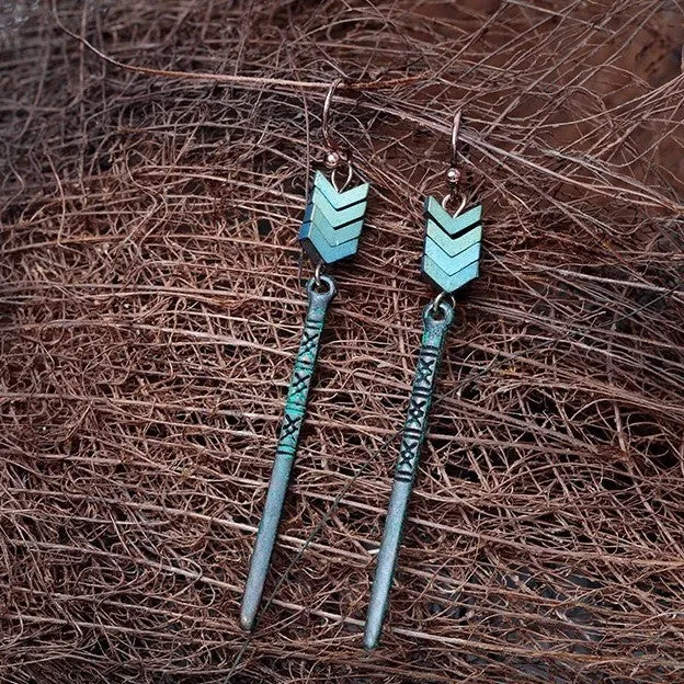 Distressed Green Arrow Turkish Styled  Earring