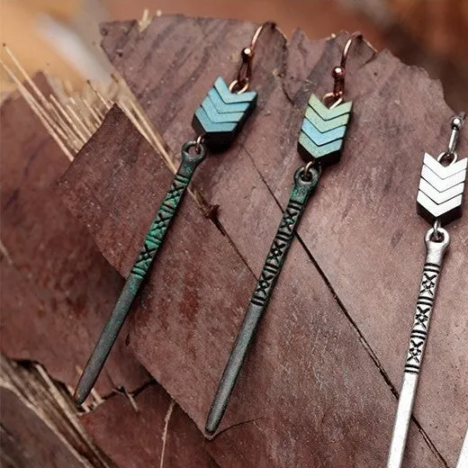 Distressed Green Arrow Turkish Styled  Earring