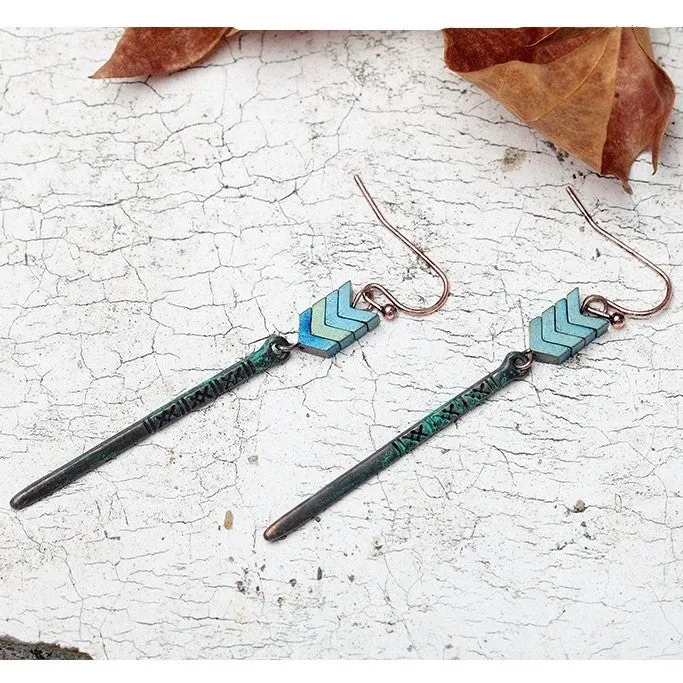 Distressed Green Arrow Turkish Styled  Earring