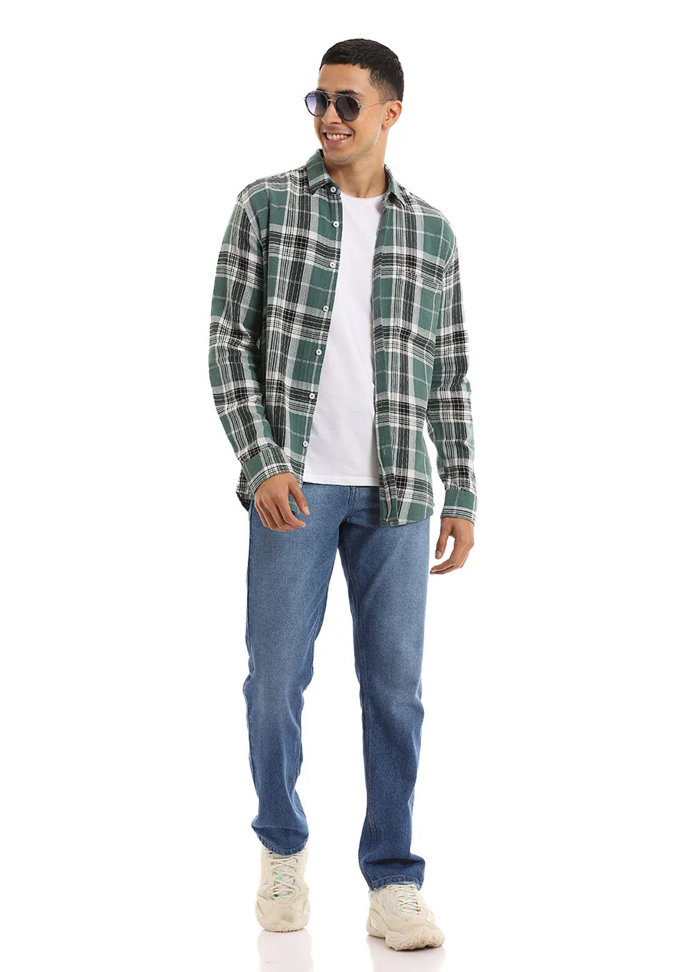 Dobby Dark Green Check Shirt