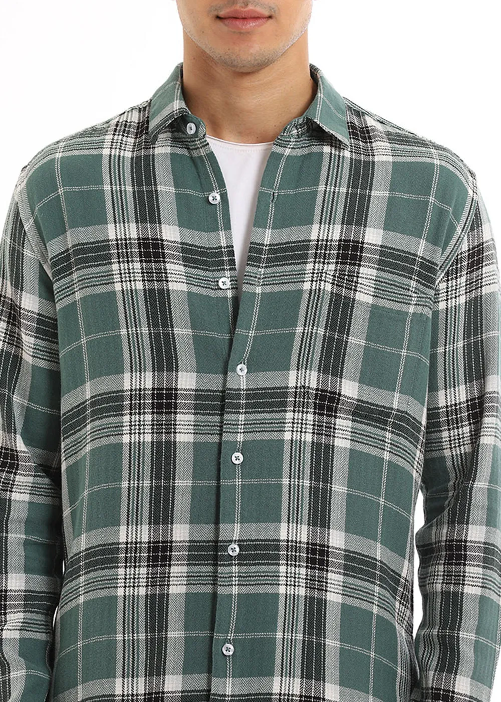 Dobby Dark Green Check Shirt