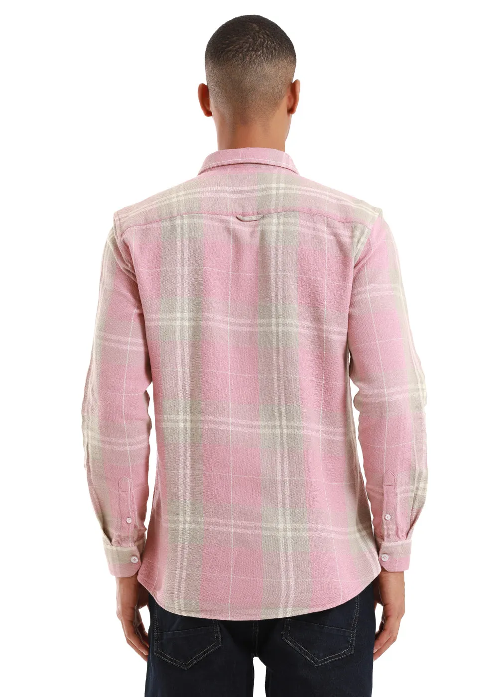 Dobby French Pink Check Shirt