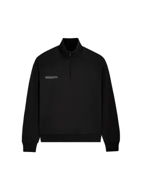 Double Jersey Half Zip Sweatshirt—black