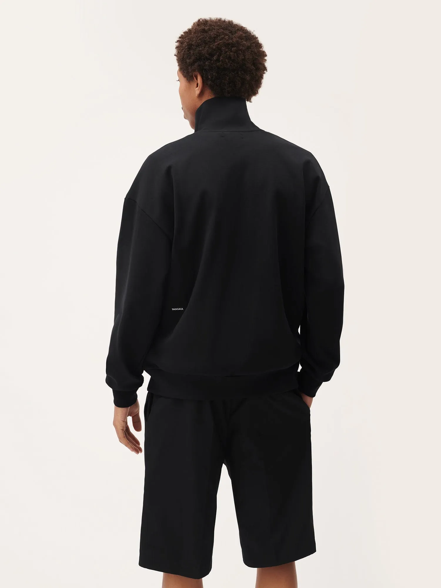 Double Jersey Half Zip Sweatshirt—black