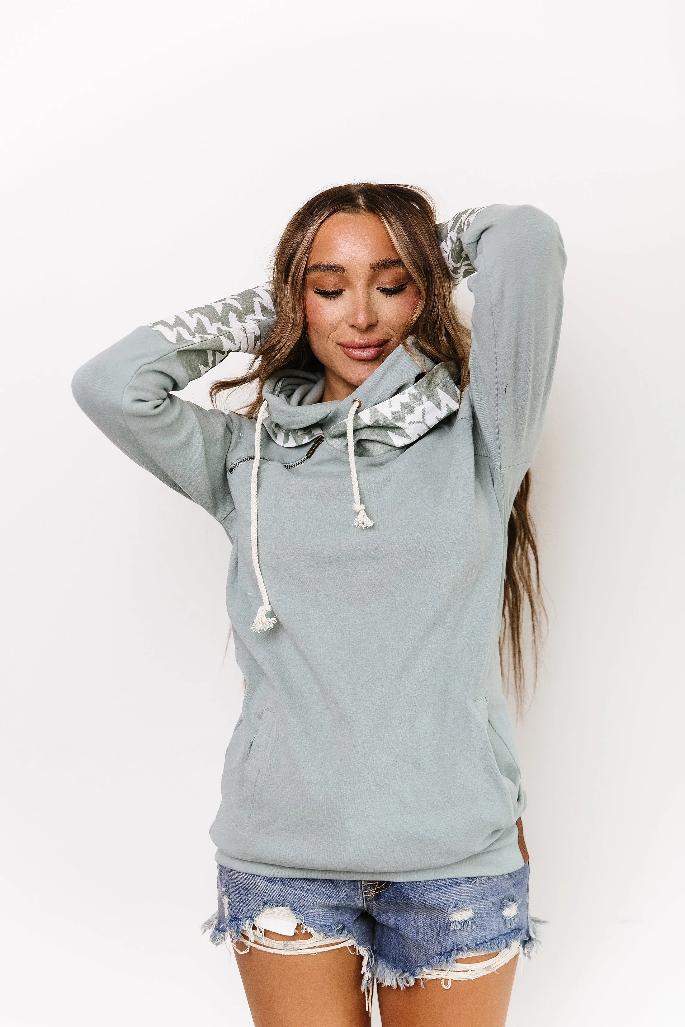 DoubleHood™ Sweatshirt - Mint Aztec