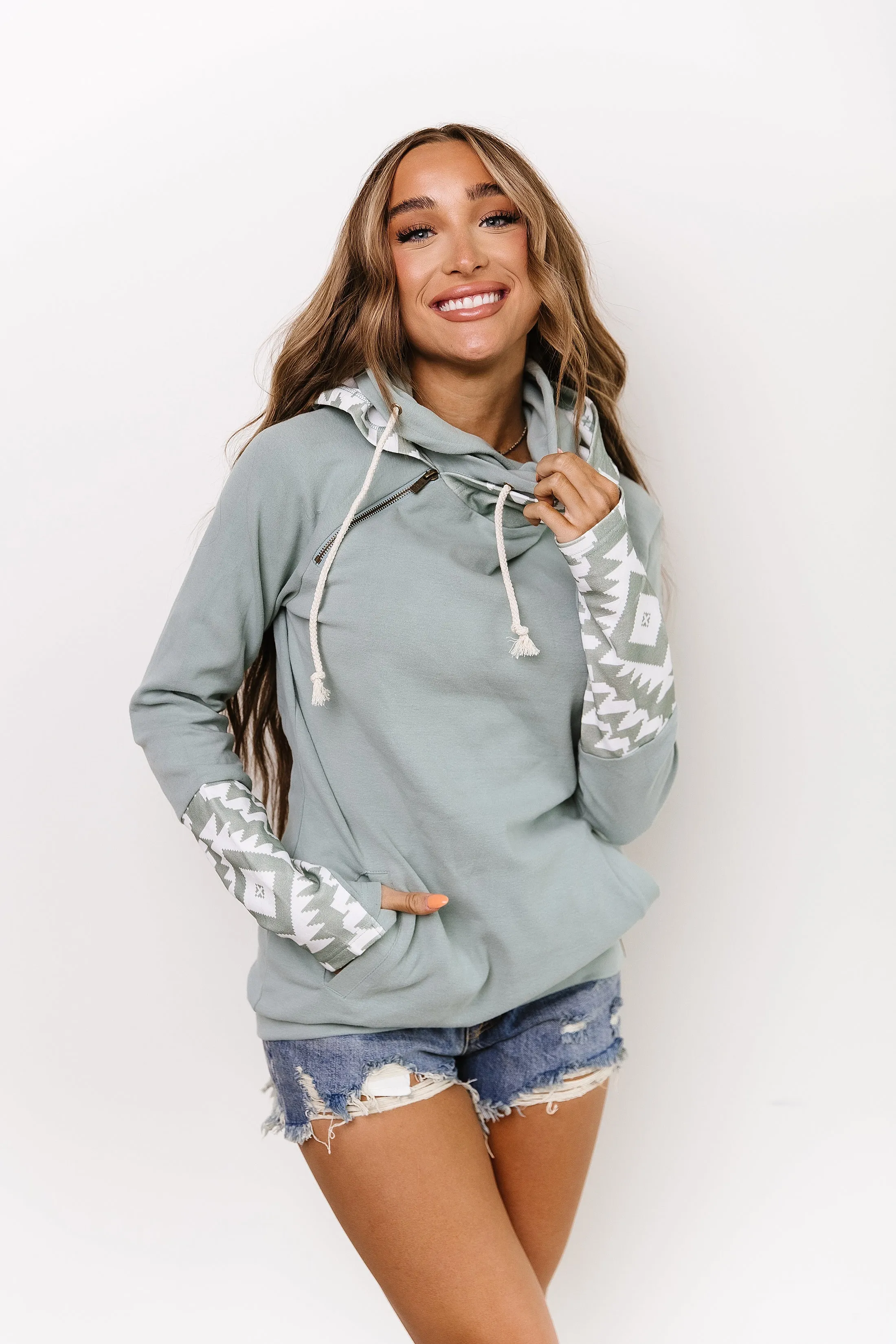 DoubleHood™ Sweatshirt - Mint Aztec