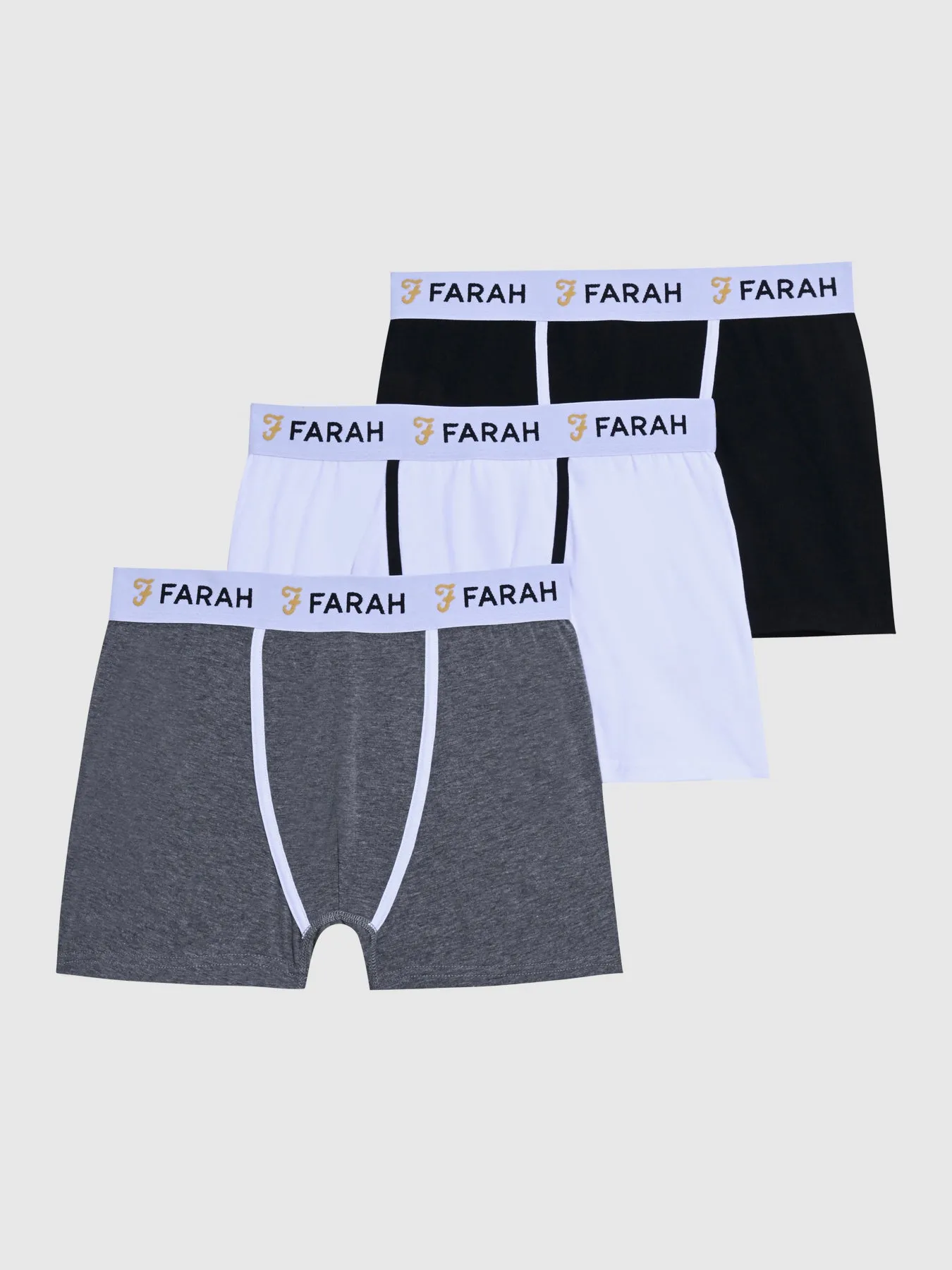 Elmer 3 Pack Boxers In Black, White, Light Grey Marl