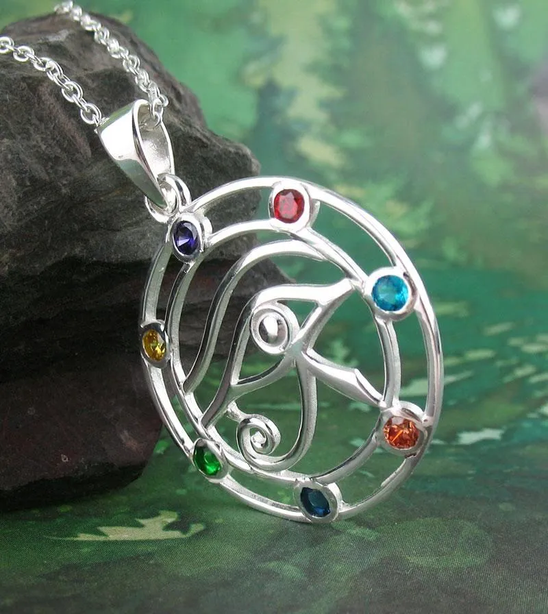 Eye of Horus Pendant with Chakra Crystals