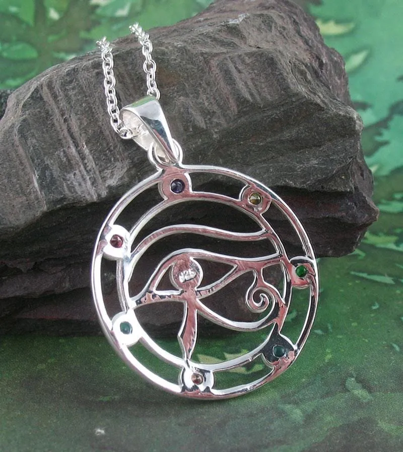 Eye of Horus Pendant with Chakra Crystals