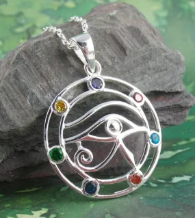 Eye of Horus Pendant with Chakra Crystals