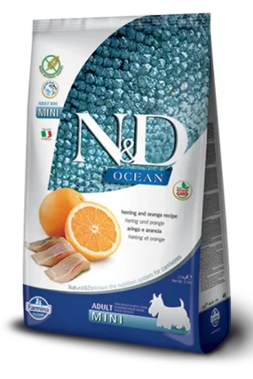 Farmina Ocean N&D Natural & Delicious Grain Free Mini Adult Herring & Orange Dry Dog Food