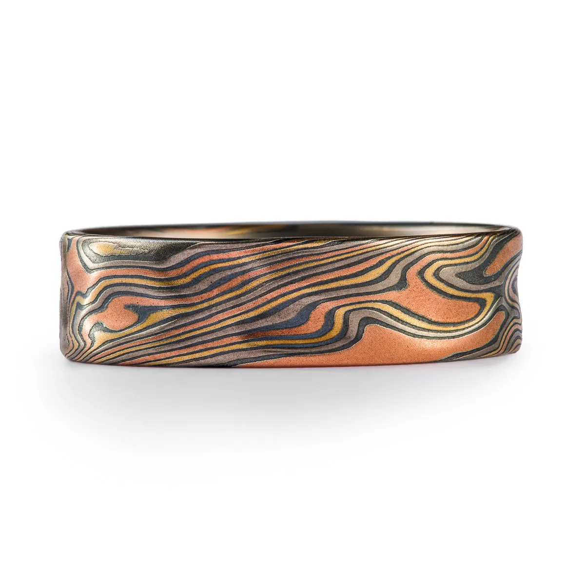 Flat Profile Twist Pattern Ring with Kazaru