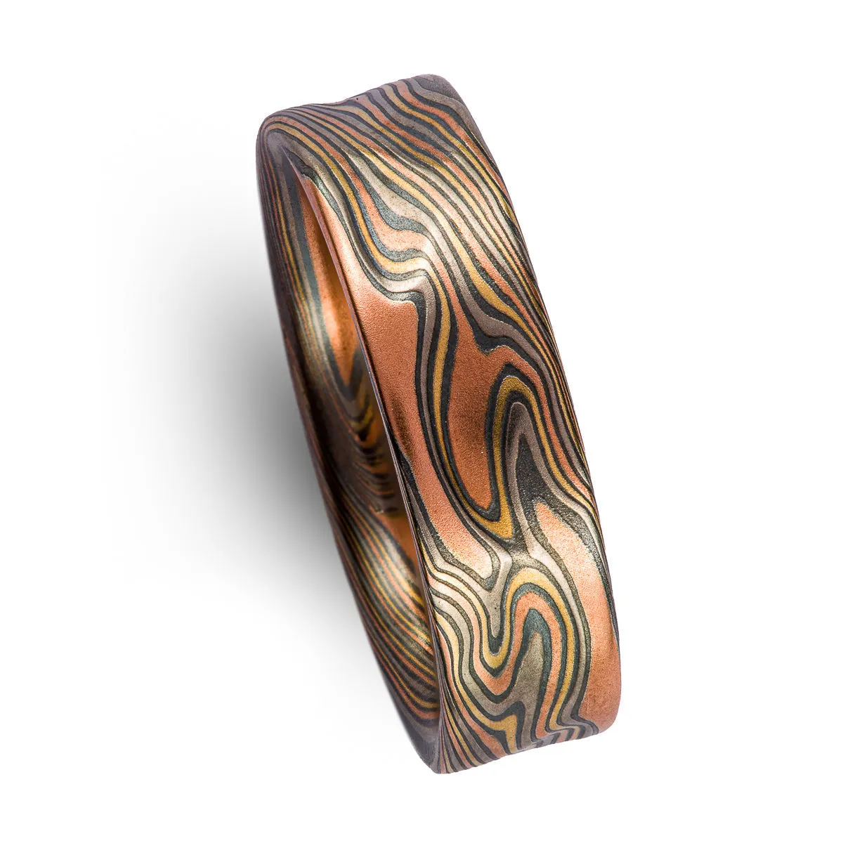 Flat Profile Twist Pattern Ring with Kazaru