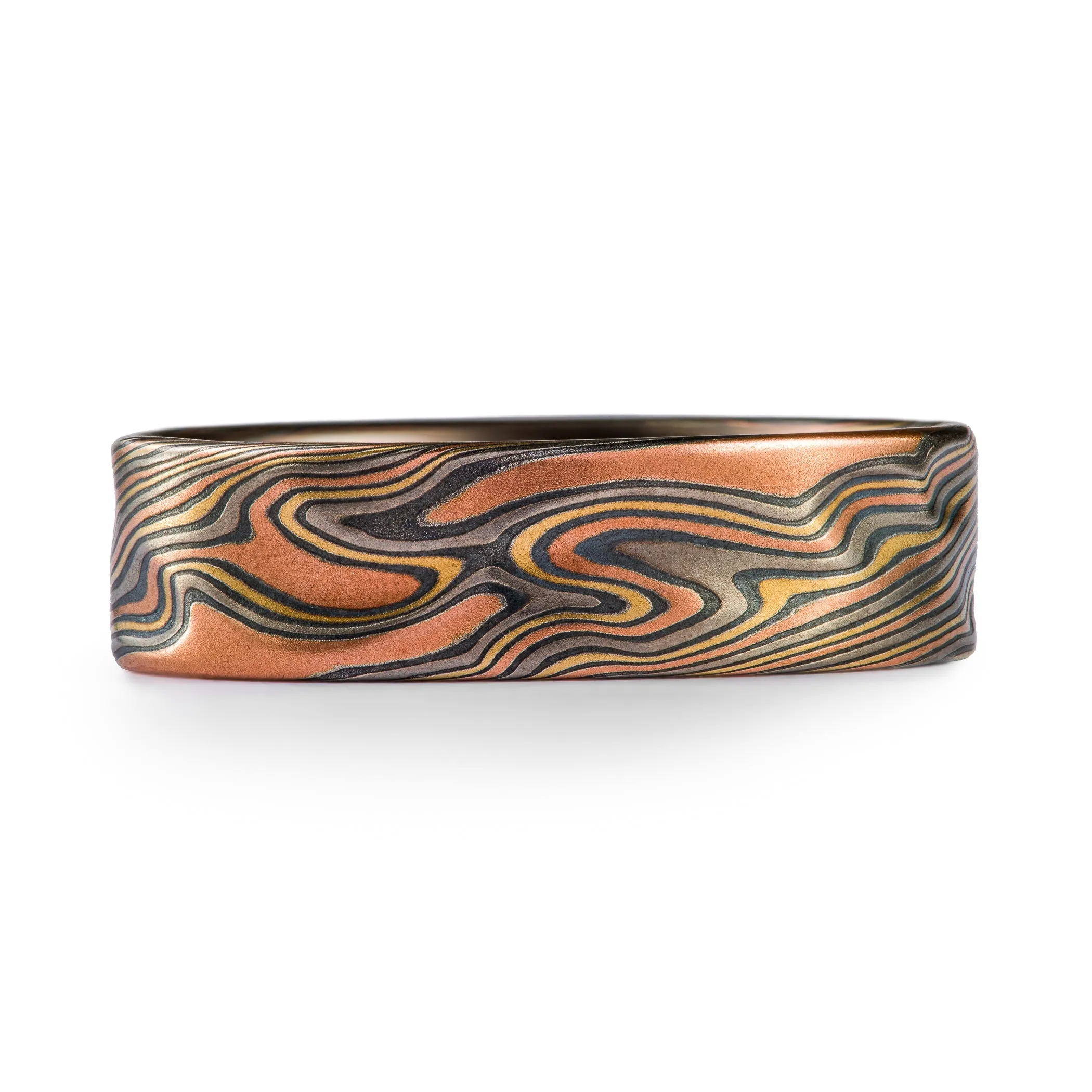 Flat Profile Twist Pattern Ring with Kazaru