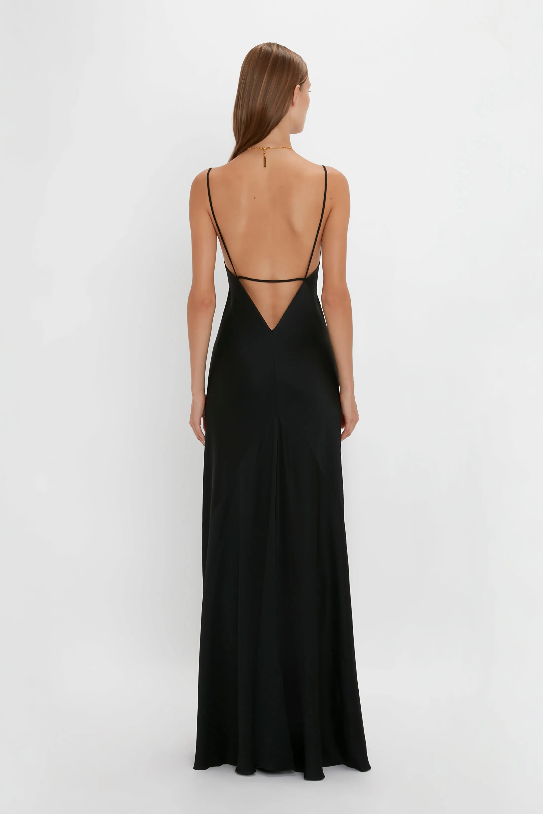 Floor-Length Cami Dress In Black