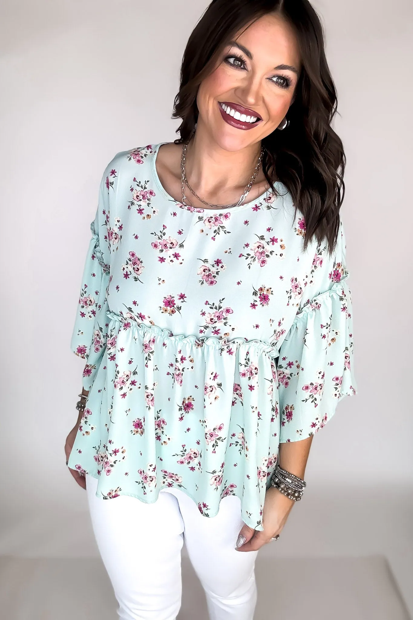 Fresh Flowers Mint Top