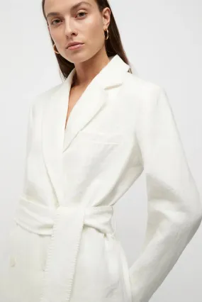 Friend of Audrey Blanket Stitch Linen Blazer - White