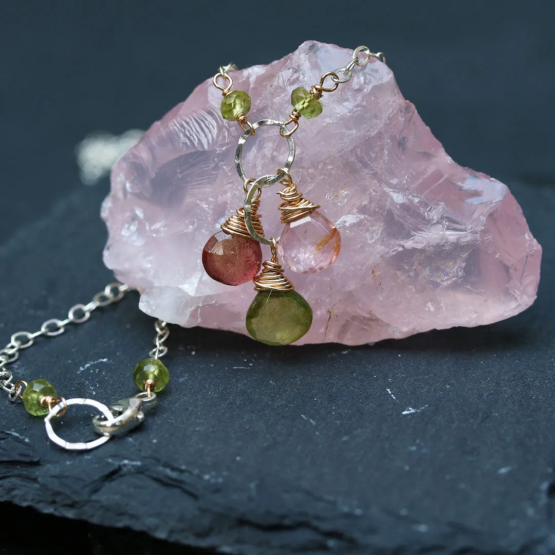 In Bloom - Tourmaline Cluster Drop Necklace