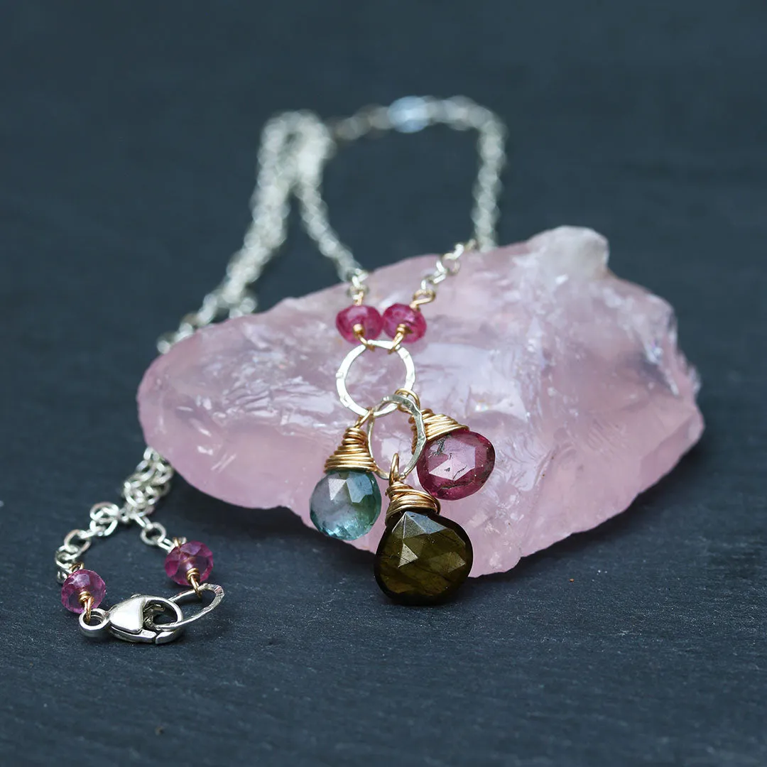 In Bloom - Tourmaline Cluster Drop Necklace