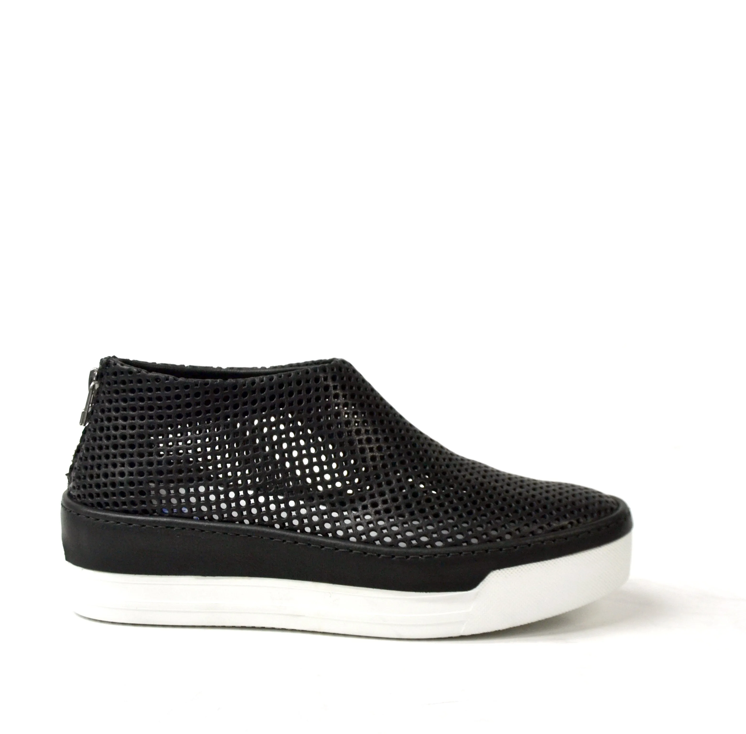 Jodie Back zip Shoes soft perforated leather black