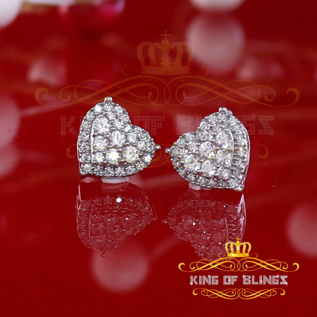 King of Blings- 1.18ct Cubic Zirconia 925 White Sterling Silver Women's Hip Hop Heart Earrings