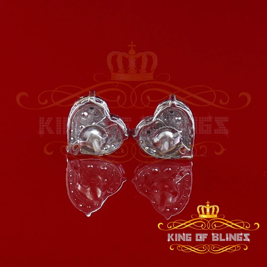 King of Blings- 1.18ct Cubic Zirconia 925 White Sterling Silver Women's Hip Hop Heart Earrings