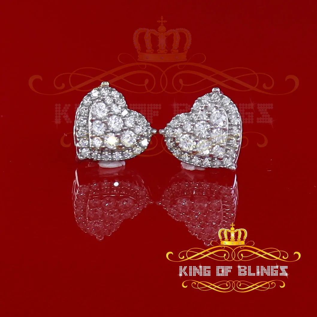 King of Blings- 1.18ct Cubic Zirconia 925 White Sterling Silver Women's Hip Hop Heart Earrings