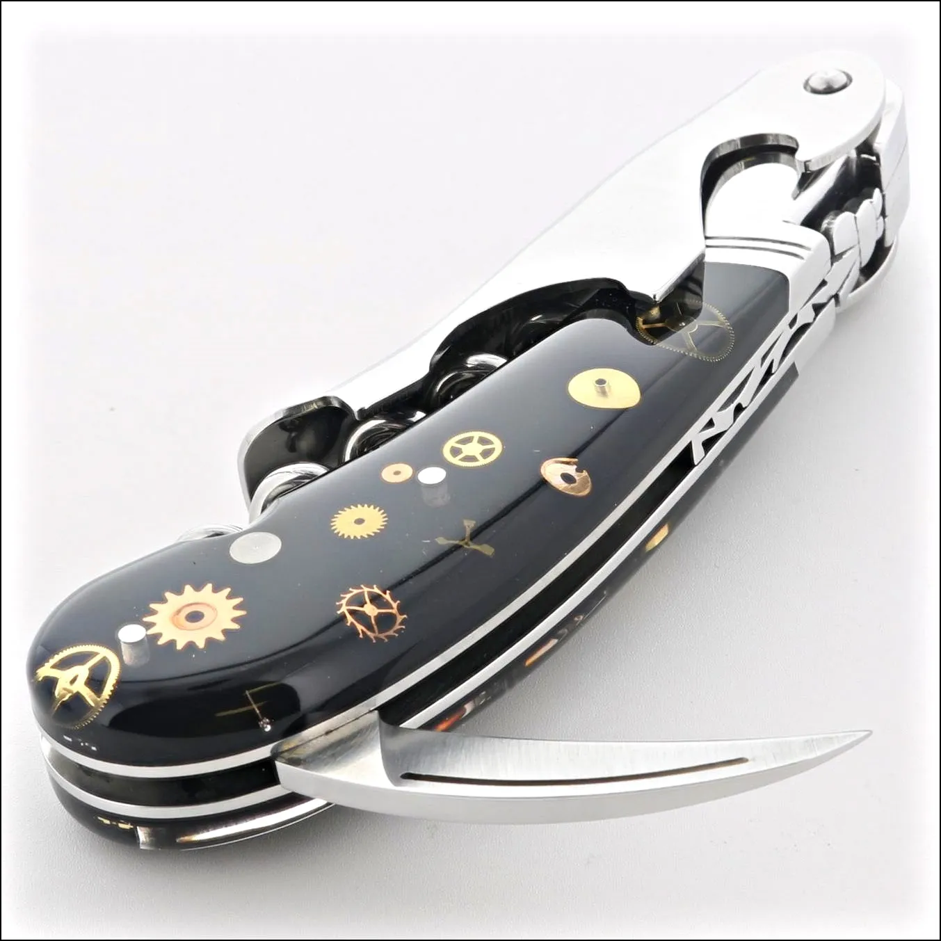 Laguiole Magnum Two-Step Corkscrew Genuine Timepiece Gears Inlay - B