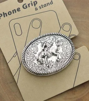 Large silver metal Cowboy bronc PHONE GRIP