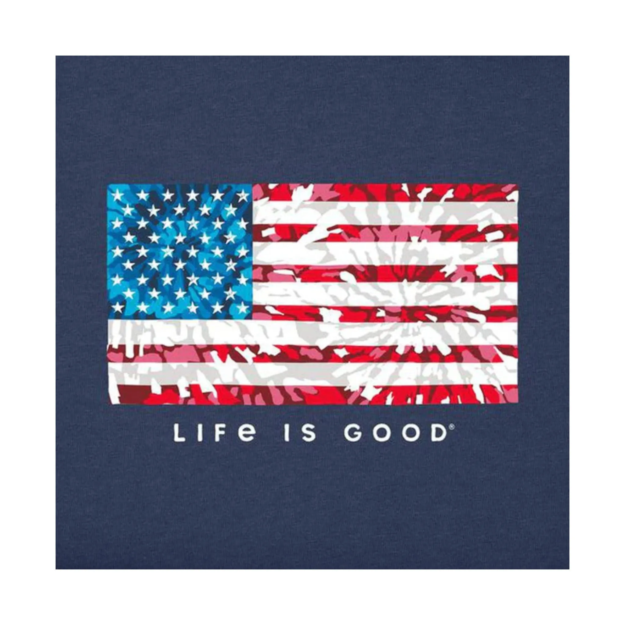 Life Is Good Men's Crusher Tee Tie Dye Flag - Darkest Blue